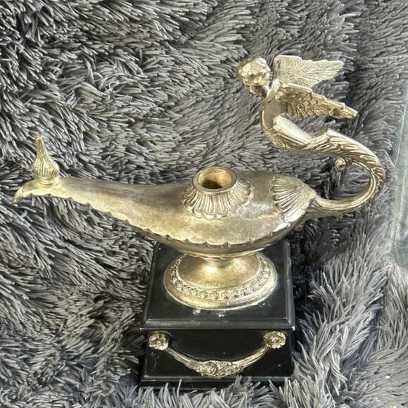 Screen Used Cast Brass Aladdin Genie Lantern Winged Handle Art Nouveau Statue - Picture 2 of 11